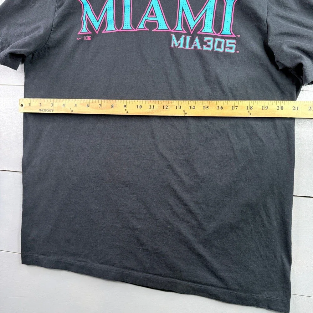 Nike Miami Marlins MLB City Connect T-Shirt Mens Large Black Pink Teal MIA 305